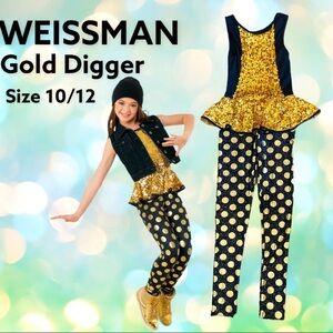 WEISSMAN Gold digger hip hop‎ jazz dance performance leotard costume size 10/12